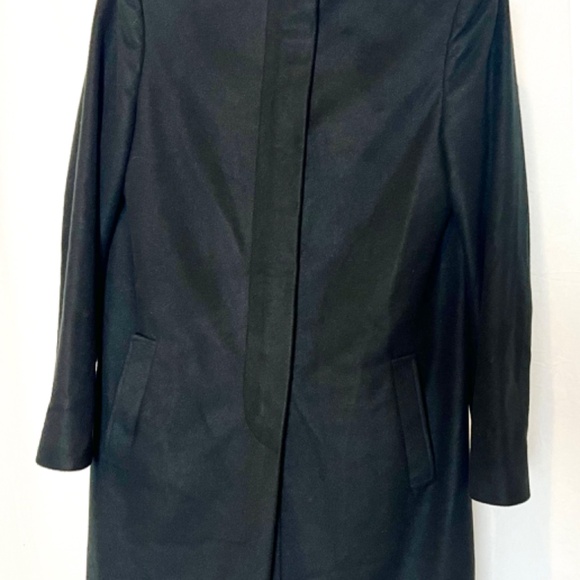 BYBLOS Rare Vintage Black Knee Length Zip Front Overcoat with Tunic Style Collar - Picture 2 of 12